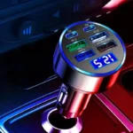 อะแดปเตอร์ชาร์จโทรศัพท์ในรถยนต์แบบ USB-C 6 in 1 หัวชาร์จเร็วในรถยนต์ 4 พอร์ต USB พร้อมระบบตรวจจับแรงดันไฟฟ้า