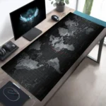 แผนที่สีดําเมาส์Pad XXLสํานักงานMousepadคอมพิวเตอร์แป้นพิมพ์แผ่นMouseMat Gamer Soft Officeพรมตารางใหม่เดสก์ท็อปโต๊ะMats