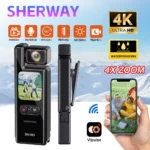 กล้องพกพา 4K แอคชั่นแคม กล้องบันทึกภาพกีฬาสำหรับมอเตอร์ไซค์ หน้าจอสัมผัส ซูม 4 เท่า พร้อม WiFi กันน้ำ สำหรับวิดีโอบล็อก ปั่นจักรยาน กิจกรรมกลางแจ้ง