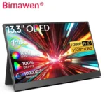 Bimawen จอมอนิเตอร์แบบพกพา OLED 13.3นิ้วพร้อมหน้าจอ FHD เวลาตอบสนอง1ms 10bit 100% DCI-P3จอมอนิเตอร์ w/ Adaptive sunc เกมโหมด HOR