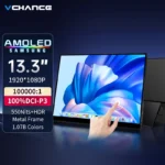 VCHANCE 13.3 นิ้ว OLED จอภาพแบบพกพาหน้าจอสัมผัส 1920x1080 1ms 10bit 100% DCI-P3 Office Travel จอแสดงผล Extender สําหรับแล็ปท็อป Mac