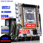 QIYIDA X99 เมนบอร์ดLGA 2011-3 ชุดXeon E5 2680 V4 CPUโปรเซสเซอร์ 32G = 2*16G DDR4 REG ECC RAMหน่วยความจําNVME M.2 TPM2.0 ปลั๊ก