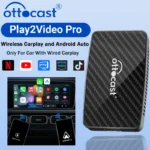 OTTOCAST Play2Video Pro Wireless CarPlay Android Auto Adapter ในตัว Youtube Netflix IPTV TikTokCar อุปกรณ์เสริมสําหรับ Kia Toyota