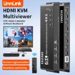 Unnlink 4K 30Hz HDMI KVM MultiViewer 4x1 KVM Seamless Switch 4 PC Sharing 1 monitor 4 แล็ปท็อป PC หุ้นอุปกรณ์ USB