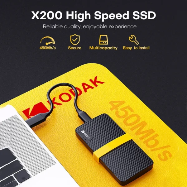ฮาร์ดไดรฟ์แบบพกพา Kodak External SSD HD Externo USB3.1 ความจุ 256GB 512GB 1TB 2TB สำหรับแล็ปท็อป สมาร์ทโฟน พีซี ทีวี ของขวัญ X200