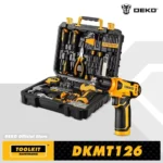 DEKO 126 ชิ้นเครื่องมือ Combo ชุด 8 โวลต์สว่านไร้สาย, 10 มิลลิเมตร 3/8 ''Keyless Chuck, professional บ้าน DIY มือชุดเครื่องมือ