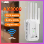 เราเตอร์ขยายสัญญาณไวไฟ 3000M แบบสองย่านความถี่ 2.4G และ 5GHz รองรับ WiFi6 802.11AX ระยะไกล พร้อม WPS และพอร์ต Gigabit LAN